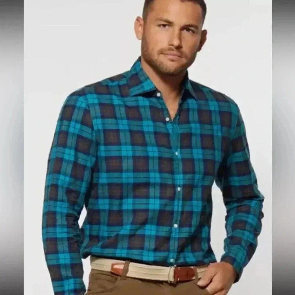 NWT Johnnie-o Sz s Plaid “Columbus Featherweight Button Up Long Sleeve Shirt